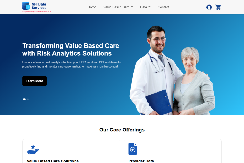 NPI Data Services healthcare solutions platform, enhanced with tools and integrations by CodingFlock.